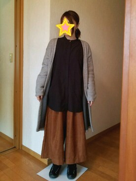 「MOUSSY（マウジー）のアイテム（ノーカラージャケット）」を使った、てぃこさん（レディース・159cm）の冬コーディネート
