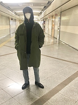 「OLD PARK（オールドパーク）のアイテム（パンツ）」を使った、takutakuさん（メンズ・175cm）の冬コーディネート