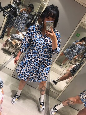 「H&M（エイチ・アンド・エム）のアイテム（チュニック）」を使った、林燁さん（レディース・168cm）の冬コーディネート