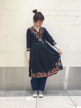「orslow」｜「アイテム（ワンピース/ドレス）」を使った、takita mikiさん（レディース・154cm）の春コーディネート