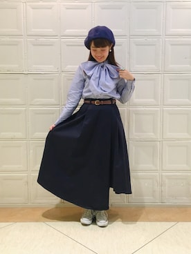 「アイテム（ハンチング/ベレー帽）」を使った、takita mikiさん（レディース・154cm）の春コーディネート