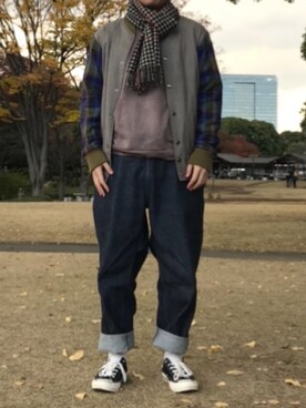 「大阪」｜「アイテム（ブルゾン）」を使った、yyytttt0501さん（メンズ・167cm）の秋コーディネート