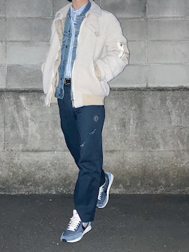 「HTC（エイチティーシー）のアイテム（パンツ）」を使った、R.  さん（メンズ・167cm）の冬コーディネート