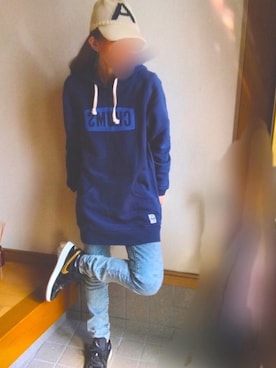 「CHUMS（チャムス）のアイテム（パーカー）」を使った、A☆Fさん（レディース・153cm）の春コーディネート