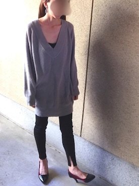 「ロングニット」｜「アイテム（アクセサリー）」を使った、A☆Fさん（レディース・153cm）の春コーディネート