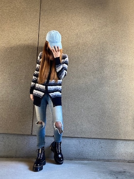 「リメイクデニム」｜「アイテム（カーディガン/ボレロ）」を使った、A☆Fさん（レディース・153cm）の春コーディネート