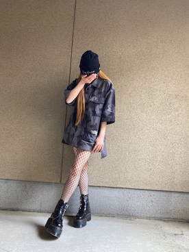 「Yohji Yamamoto（ヨウジヤマモト）のアイテム（ニットキャップ/ビーニー）」を使った、A☆Fさん（レディース・153cm）の春コーディネート