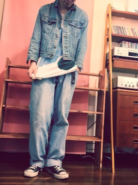 「Levi's」｜「アイテム（デニムジャケット）」を使った、鬼澤駿天【boucle】さん（メンズ・172cm）の春コーディネート