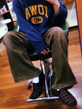 「フレア」｜「アイテム（スリッポン）」を使った、鬼澤駿天【boucle】さん（メンズ・172cm）の冬コーディネート