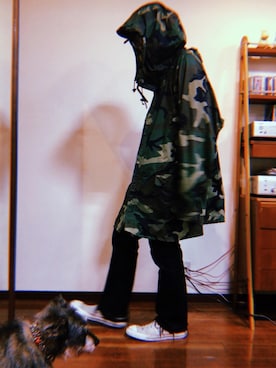 「アイテム（マウンテンパーカー、グリーン系）」を使った、鬼澤駿天【boucle】さん（メンズ・172cm）の春コーディネート