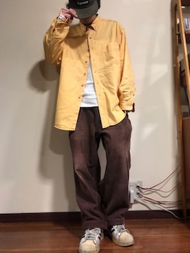 「ラルフローレンシャツ」｜「アイテム（帽子）」を使った、鬼澤駿天【boucle】さん（メンズ・172cm）の冬コーディネート
