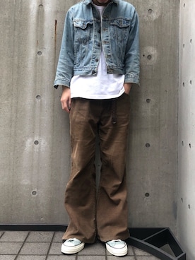 「チャックテイラー」｜「アイテム（デニムジャケット）」を使った、鬼澤駿天【boucle】さん（メンズ・172cm）の秋コーディネート