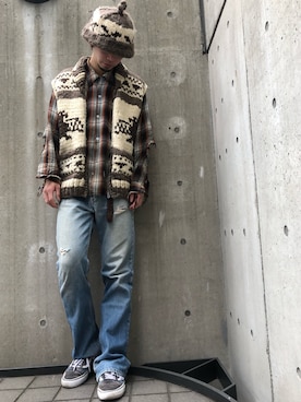 「カウチン」｜「アイテム（その他アウター）」を使った、鬼澤駿天【boucle】さん（メンズ・172cm）の冬コーディネート