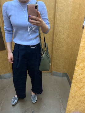 「NATURAL BEAUTY BASIC（ナチュラルビューティーベーシック）のコンパクトリブニット（ニット/セーター）」を使った、vnonvさん（レディース・159cm）の春コーディネート