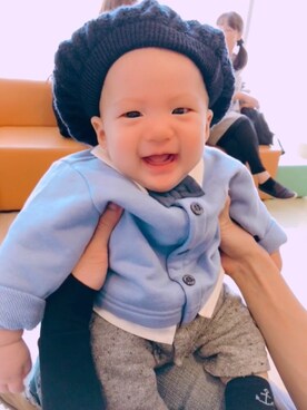 「BeBe（ベベ）のアイテム（オールインワン・サロペット）」を使った、＊さん（キッズ・60cm）の冬コーディネート