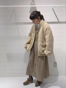 「ehka sopo（エヘカソポ）のアイテム（ブーティ）」を使った、kaniさん（レディース・155cm）の秋コーディネート