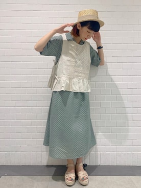 「ehka sopo（エヘカソポ）のアイテム（シャツワンピース）」を使った、kaniさん（レディース・155cm）の夏コーディネート