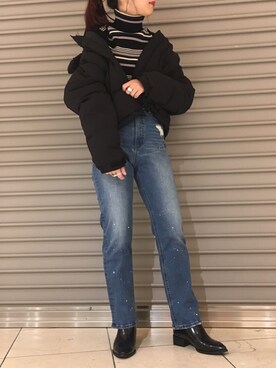 「JEANASIS（ジーナシス）のアイテム（ダウンジャケット/コート）」を使った、ミユキさん（レディース・158cm）の秋コーディネート