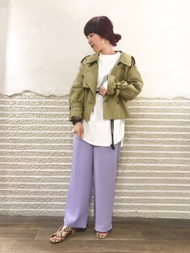 「JEANASIS（ジーナシス）のアイテム（トレンチコート）」を使った、ミユキさん（レディース・158cm）の春コーディネート