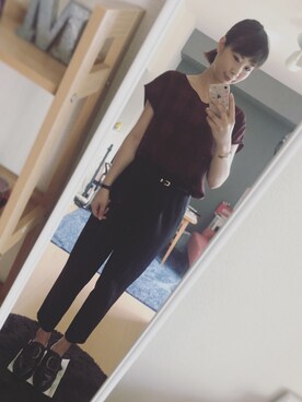 「黒パンツ」｜maiさん（レディース・163cm）の秋コーディネート