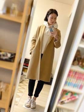 「Honeys（ハニーズ）のアイテム（チノパンツ）」を使った、maiさん（レディース・163cm）の冬コーディネート