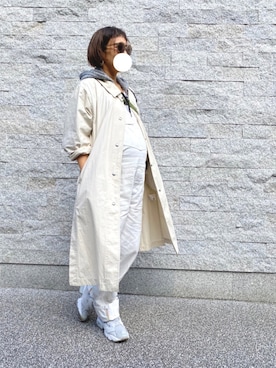 「UNIQLO（ユニクロ）のライトロングコート（その他アウター、ベージュ系）」を使った、iam-.-maiさん（レディース・159cm）の秋コーディネート