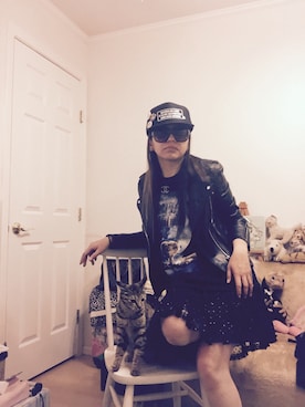 「DRWCYS（ドロシーズ）のアイテム（ライダースジャケット）」を使った、みーにゃさん（レディース・159cm）の春コーディネート