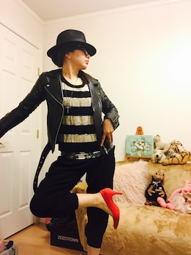 「DRWCYS（ドロシーズ）のアイテム（ライダースジャケット）」を使った、みーにゃさん（レディース・159cm）の春コーディネート
