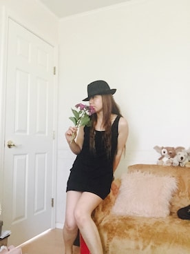 「アイテム（インテリア、パープル系）」を使った、みーにゃさん（レディース・159cm）の夏コーディネート