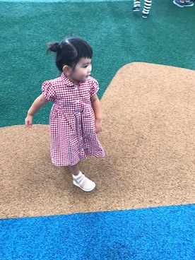 「おんなのこコーデ」｜「アイテム（シャツワンピース）」を使った、せびちゃんさん（キッズ・80cm）の秋コーディネート