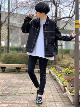 「ステッチ」｜「アイテム（ブルゾン）」を使った、ひらひらさん（メンズ・171cm）の春コーディネート