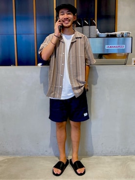 「サタデーズ ニューヨークシティ (Saturdays NYC)」｜「アイテム（サンダル）」を使った、Seiya Endoさん（メンズ・168cm）の夏コーディネート