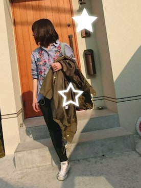「mysty woman（ミスティウーマン）のアイテム（モッズコート）」を使った、h.tさん（レディース・153cm）の春コーディネート