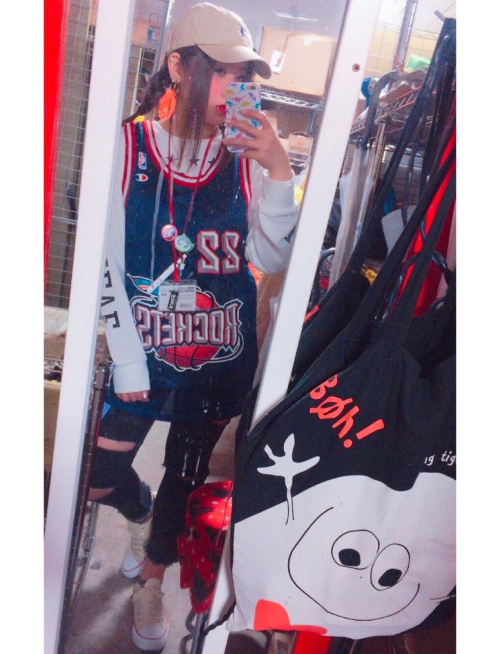 「ootd、Polo Ralph Lauren、Champion、ユニフォーム、古着、古着好きな人と繋がりたい」｜「いっちょまえにPOLOだよのアイテム（キャップ、ベージュ系）」を使った、⚡︎✩Kocchon︎✩⚡︎さん（レディース・153cm）の春コーディネートの1枚目の写真