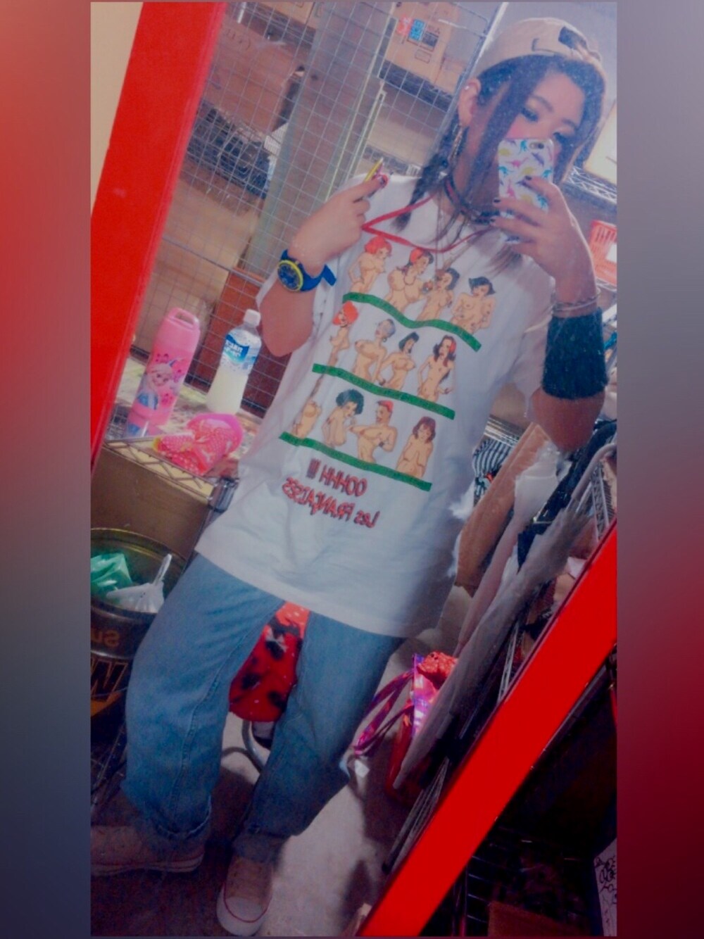 「ootd、古着、TEE、Tシャツ、デニム、Polo Ralph Lauren、levi’s」｜「メンズの目線独り占めのおっぱいTeeのアイテム（Tシャツ/カットソー、ホワイト系）」を使った、⚡︎✩Kocchon︎✩⚡︎さん（レディース・153cm）の夏コーディネートの1枚目の写真