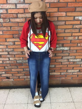 「TOMMY HILFIGER」｜「アイテム（ハンチング/ベレー帽）」を使った、⚡︎✩Kocchon︎✩⚡︎さん（レディース・153cm）の秋コーディネート