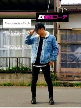 「Abercrombie&Fitch（アバークロンビーアンドフィッチ）のアイテム（デニムジャケット）」を使った、Kaiさん（メンズ・173cm）の春コーディネート