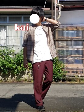 「チェック柄に恋してる」｜「アイテム（財布/小物）」を使った、Kaiさん（メンズ・173cm）の秋コーディネート