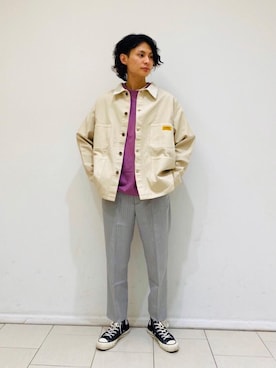 「アイテム（カバーオール）」を使った、赤羅（akara）さん（メンズ・170cm）の春コーディネート