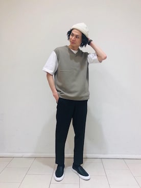 「Thingless（シングレス）のアイテム（パンツ）」を使った、赤羅（akara）さん（メンズ・170cm）の春コーディネート