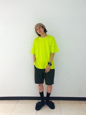 「RACAL（ラカル）のアイテム（ハンチング/ベレー帽）」を使った、赤羅（akara）さん（メンズ・170cm）の夏コーディネート