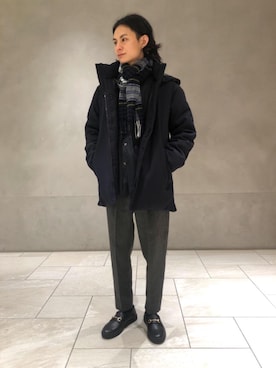 「RECOMMEND  ITEM STYLING」｜「アイテム（ダウンジャケット/コート）」を使った、赤羅（akara）さん（メンズ・170cm）の冬コーディネート