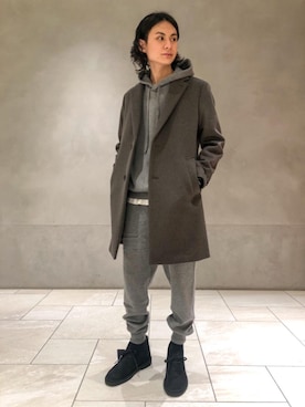 「RECOMMEND  ITEM STYLING」｜「アイテム（チェスターコート）」を使った、赤羅（akara）さん（メンズ・170cm）の冬コーディネート