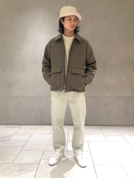 「MONKEY TIME（モンキータイム）のアイテム（帽子）」を使った、赤羅（akara）さん（メンズ・170cm）の冬コーディネート