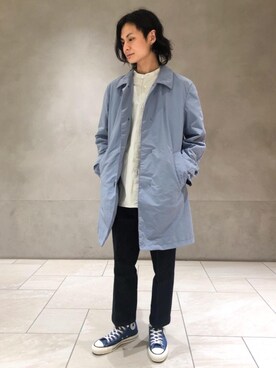 「RECOMMEND  ITEM STYLING」｜「アイテム（ステンカラーコート）」を使った、赤羅（akara）さん（メンズ・170cm）の春コーディネート