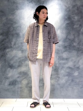 「RECOMMEND  ITEM STYLING」｜「アイテム（サンダル）」を使った、赤羅（akara）さん（メンズ・170cm）の夏コーディネート