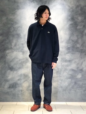「アイテム（ポロシャツ）」を使った、赤羅（akara）さん（メンズ・170cm）の秋コーディネート