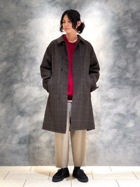 「RECOMMEND  ITEM STYLING」｜「アイテム（ステンカラーコート）」を使った、赤羅（akara）さん（メンズ・170cm）の秋コーディネート