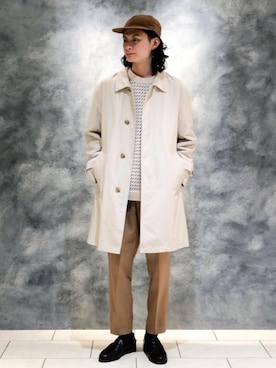「RECOMMEND  ITEM STYLING」｜「アイテム（ステンカラーコート）」を使った、赤羅（akara）さん（メンズ・170cm）の秋コーディネート