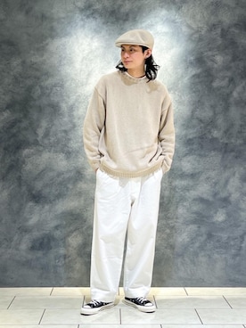 「RACAL（ラカル）のアイテム（ハンチング/ベレー帽）」を使った、赤羅（akara）さん（メンズ・170cm）の冬コーディネート